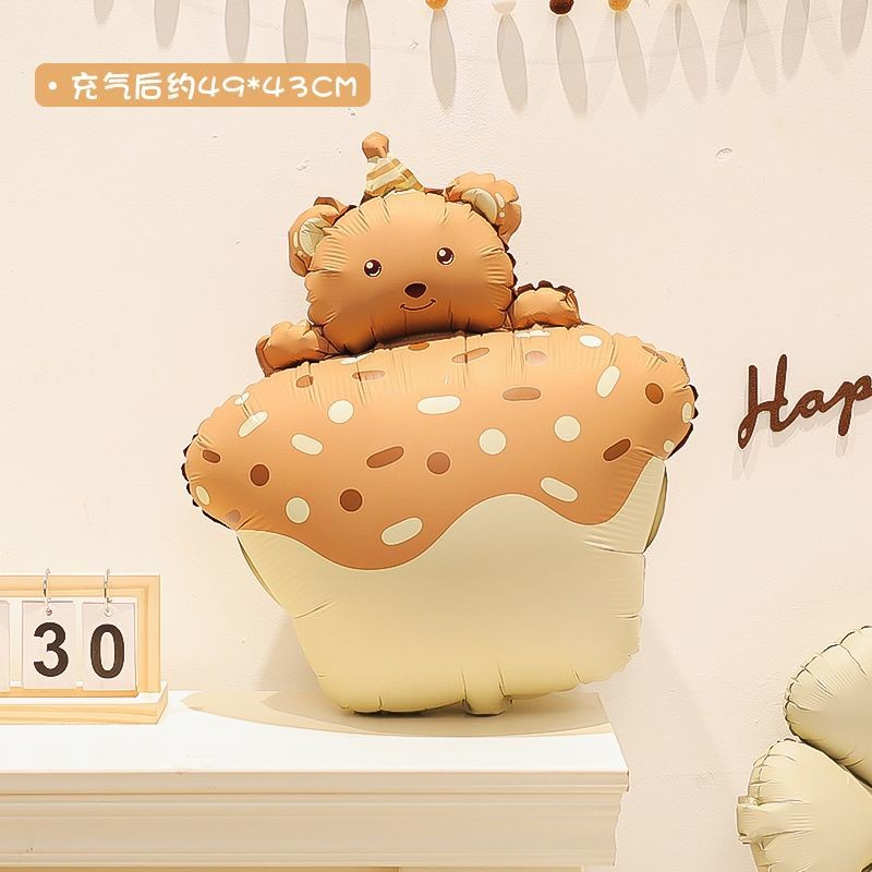 Billion Balloons INS Style Matte Bear Cake Aluminum Film Balloons Min.50PCS