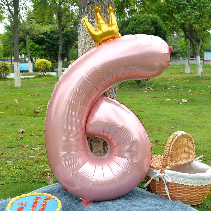Billion Balloons 42inch Large Pink Crown Aluminum Foil Number 1st Birthday Party Balloon