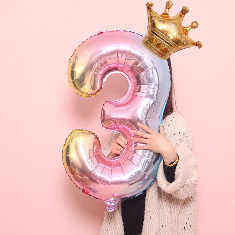 Billion Balloons 32inch Gradient Rainbow color Number 0-9 Foil balloons