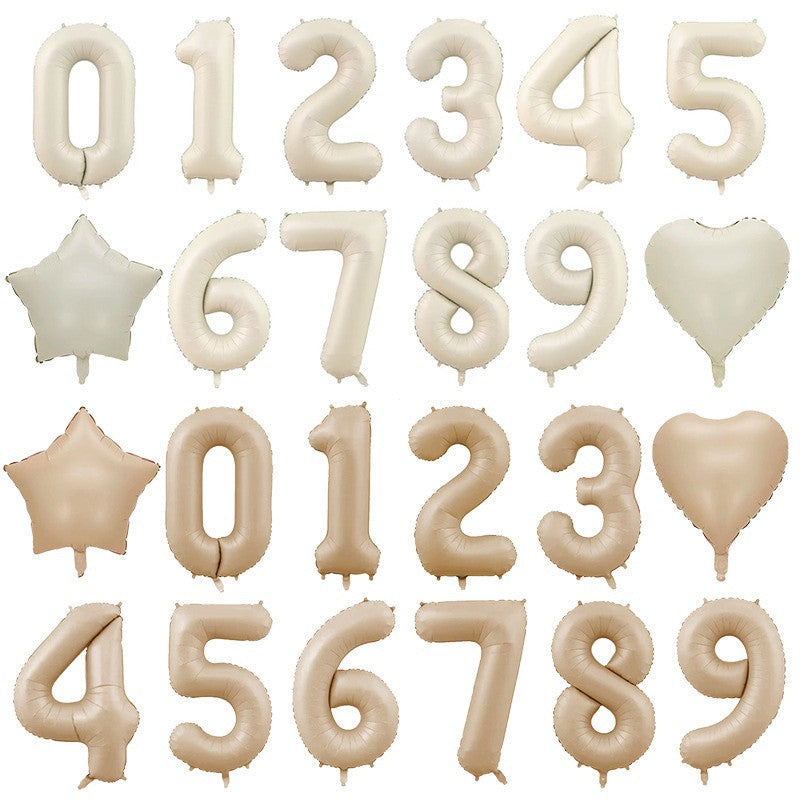 Billion Balloons 18/40Inch Number Balloons 0-9 Large Digital Heart Foil Beige Balloon
