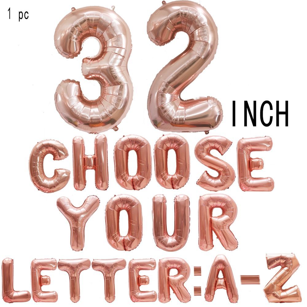 32inch Rose Gold Capital Letters Aluminum Foil Balloons for Birthday Party New Year's Eve Party Wedding Decoration