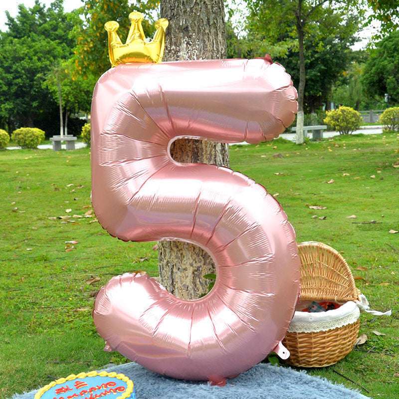 Billion Balloons 42inch Large Pink Crown Aluminum Foil Number 1st Birthday Party Balloon
