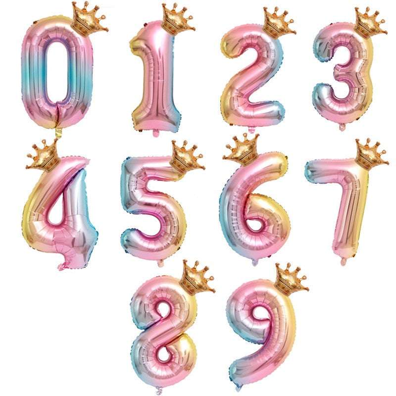 Billion Balloons 32inch Gradient Rainbow color Number 0-9 Foil balloons