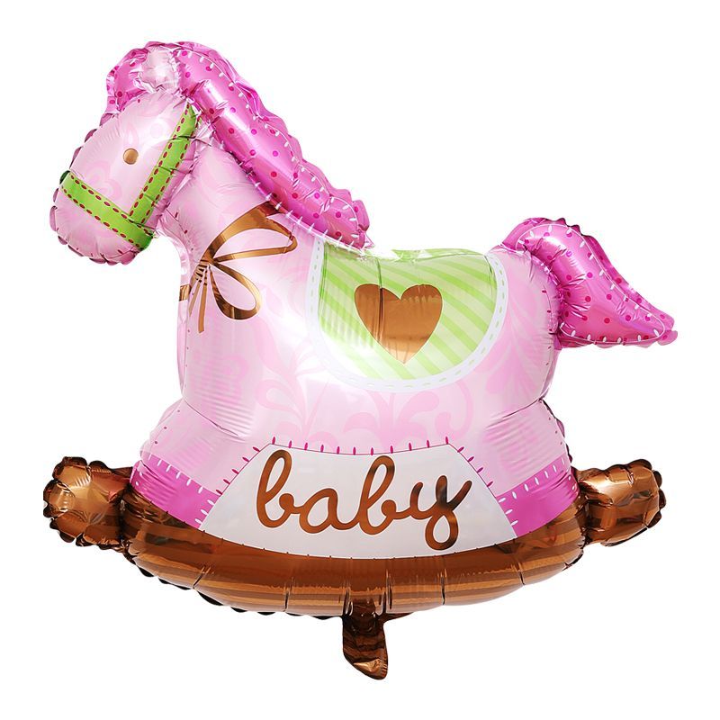 Boys and Girls Foot Bottle Rocking Horse Cake Birthday Foil Balloons Min.50PCS