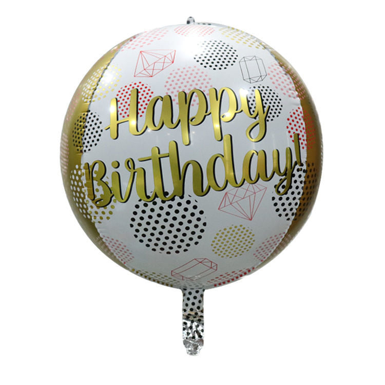 22inch 4D Print Happy Birthday Foil Balloons English Ball Balloon Wholesale