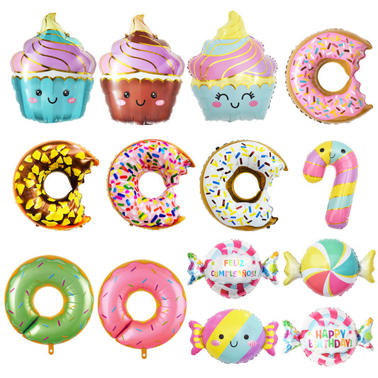 Donut Popcorn Hot Dog Ice Cream Birthday Food Dessert Balloon Min.50PCS