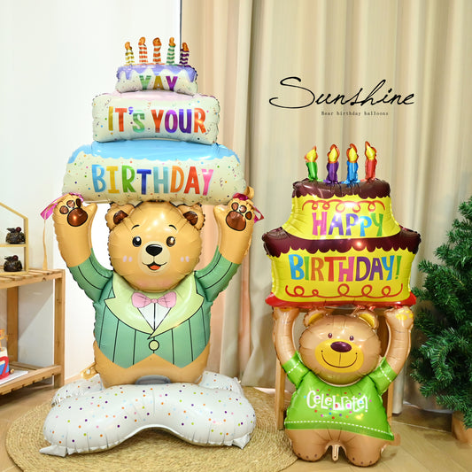 INS Trendy Kids Cake Bear Balloon Decor Birthday Party