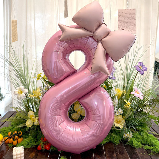 40inch Large Number Matte Bowknot Balloons Baby Birthday Party Decor Min.50PCS