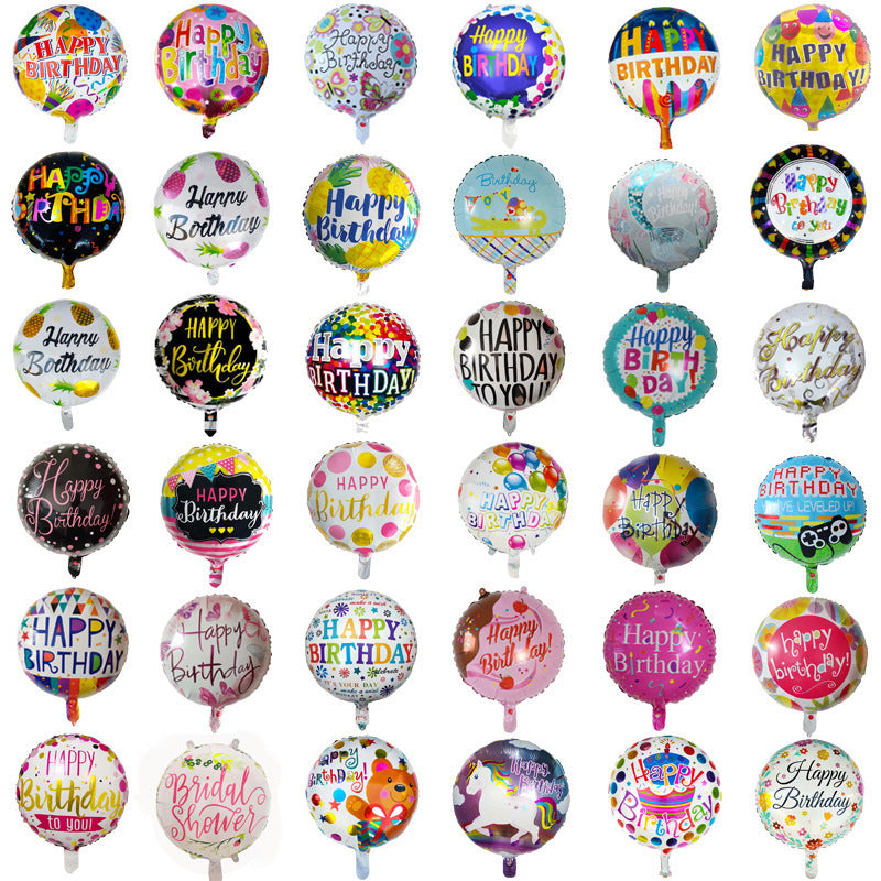 18-Inch round Letter Aluminum Birthday Ball Balloon Wholesale Min.50PCS