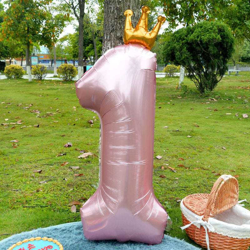 Billion Balloons 42inch Large Pink Crown Aluminum Foil Number 1st Birthday Party Balloon