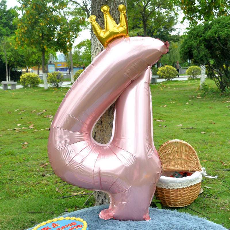 Billion Balloons 42inch Large Pink Crown Aluminum Foil Number 1st Birthday Party Balloon