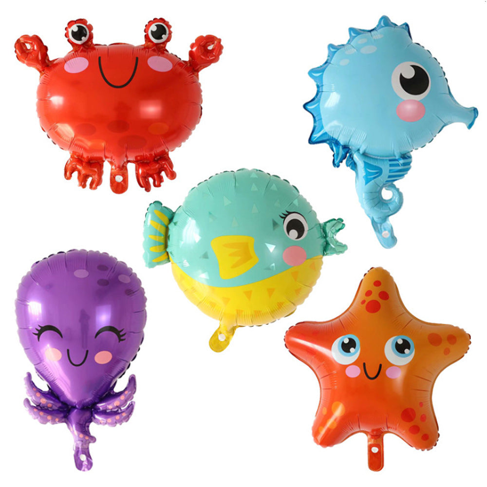 Octopus Seahorse Clownfish Aluminum Foil Ocean Balloons Min.50 set