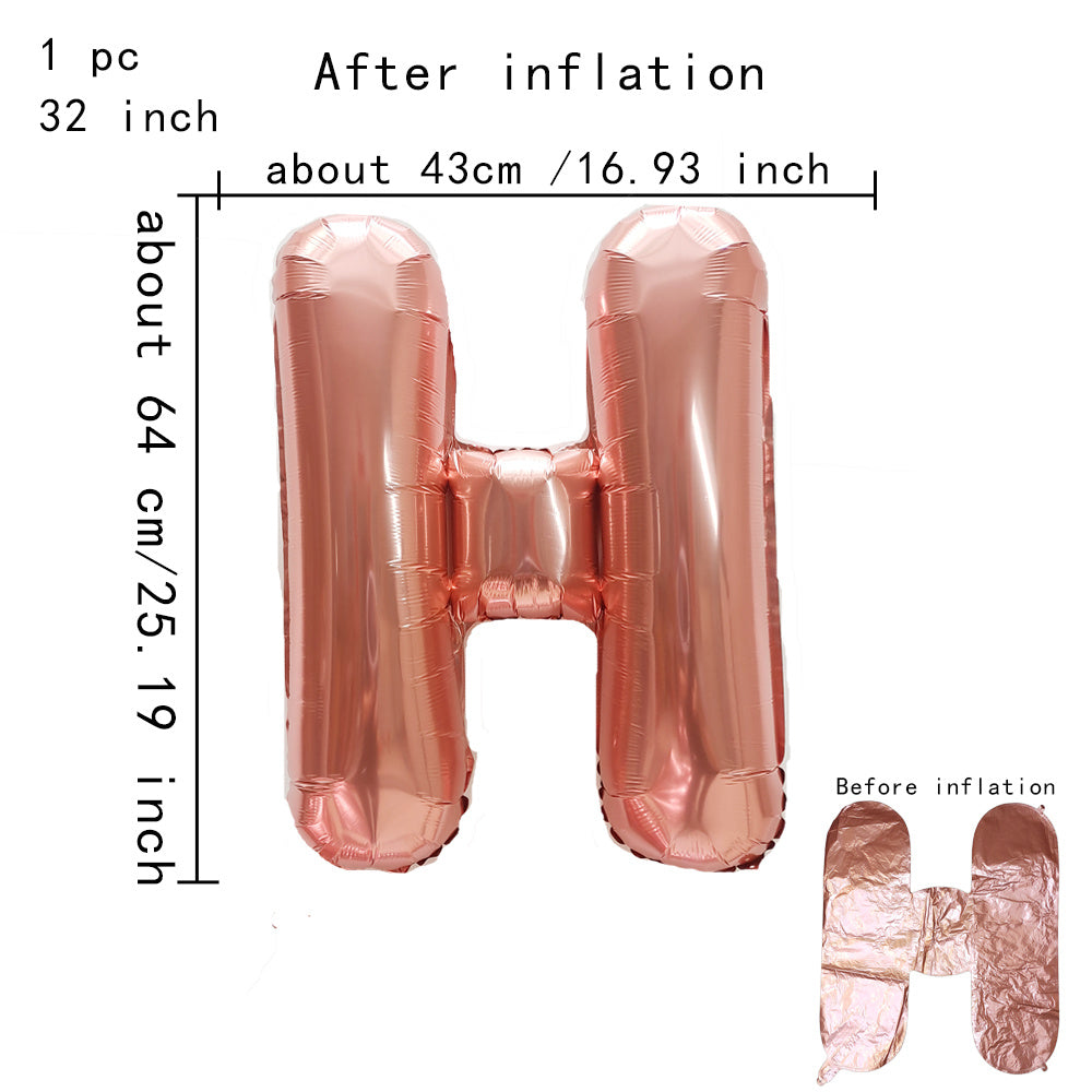32inch Rose Gold Capital Letters Aluminum Foil Balloons for Birthday Party New Year's Eve Party Wedding Decoration