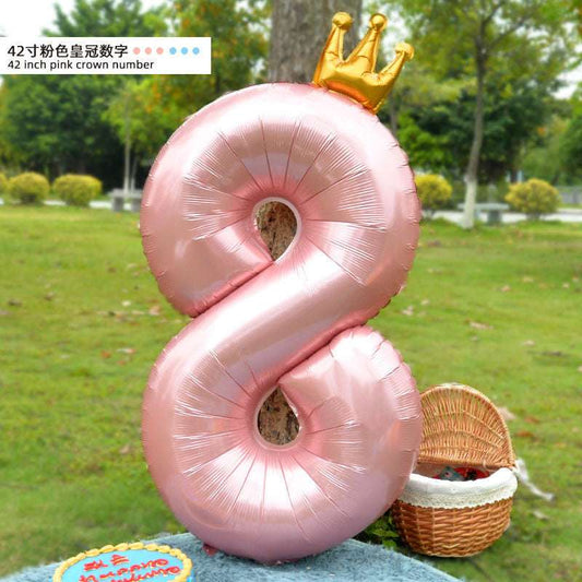 Billion Balloons 42inch Large Pink Crown Aluminum Foil Number 1st Birthday Party Balloon
