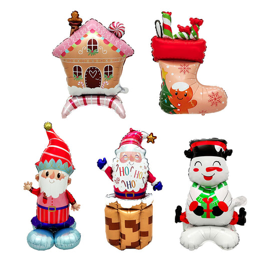 New Christmas 3D Santa Reindeer Aluminum Foil Balloons Min.50PCS