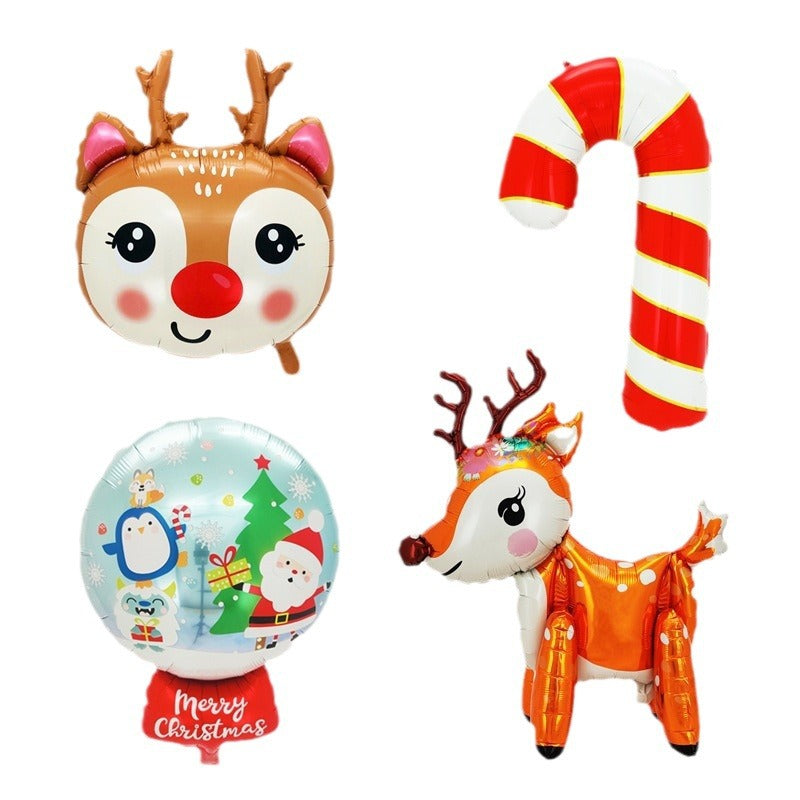New Christmas 3D Santa Reindeer Aluminum Foil Balloons Min.50PCS