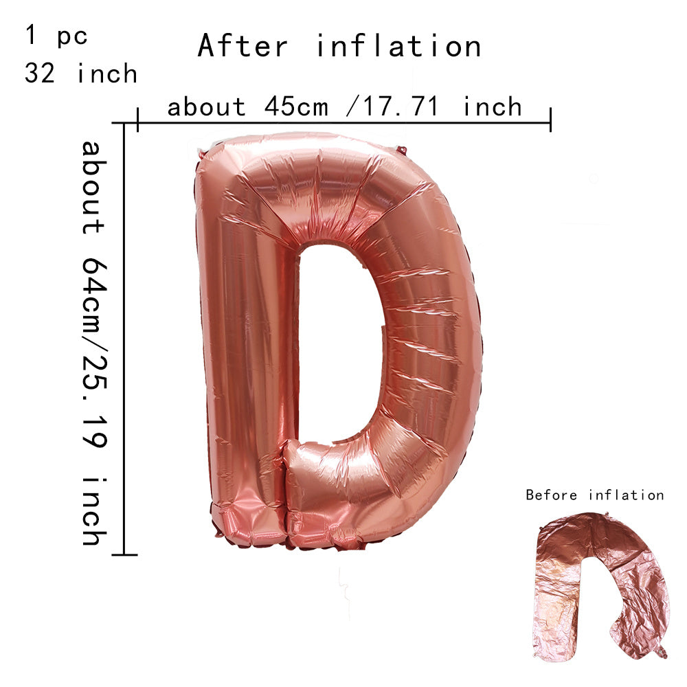 32inch Rose Gold Capital Letters Aluminum Foil Balloons for Birthday Party New Year's Eve Party Wedding Decoration