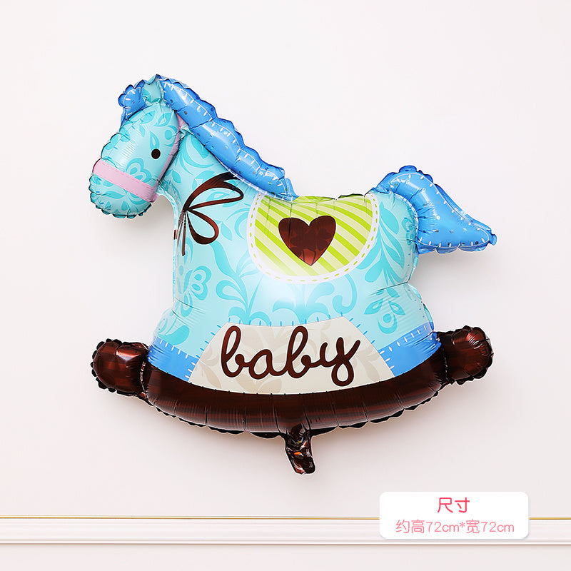 Boys and Girls Foot Bottle Rocking Horse Cake Birthday Foil Balloons Min.50PCS