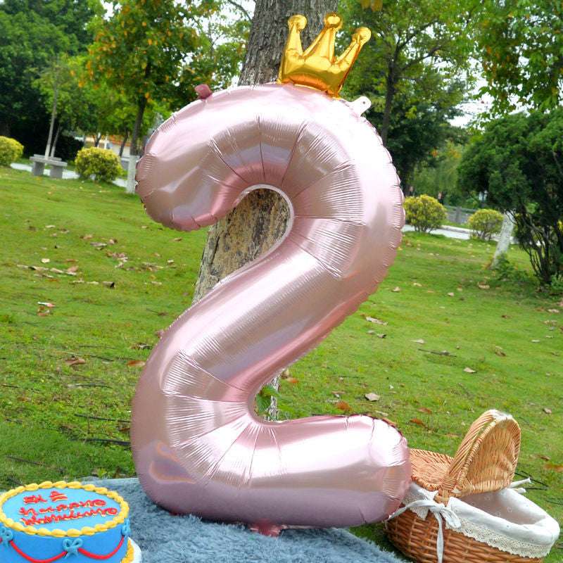 Billion Balloons 42inch Large Pink Crown Aluminum Foil Number 1st Birthday Party Balloon