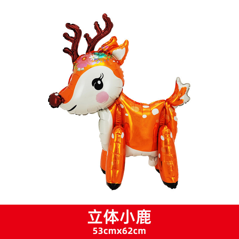 New Christmas 3D Santa Reindeer Aluminum Foil Balloons Min.50PCS