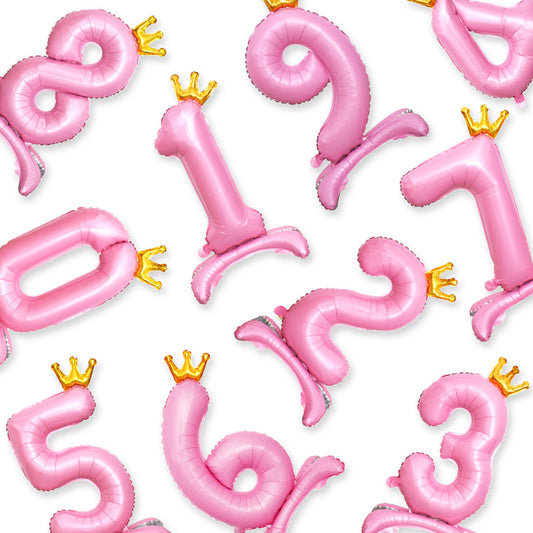 32inch Crown Number Balloon Pink Blue Gold Silver Black Min.50PCS