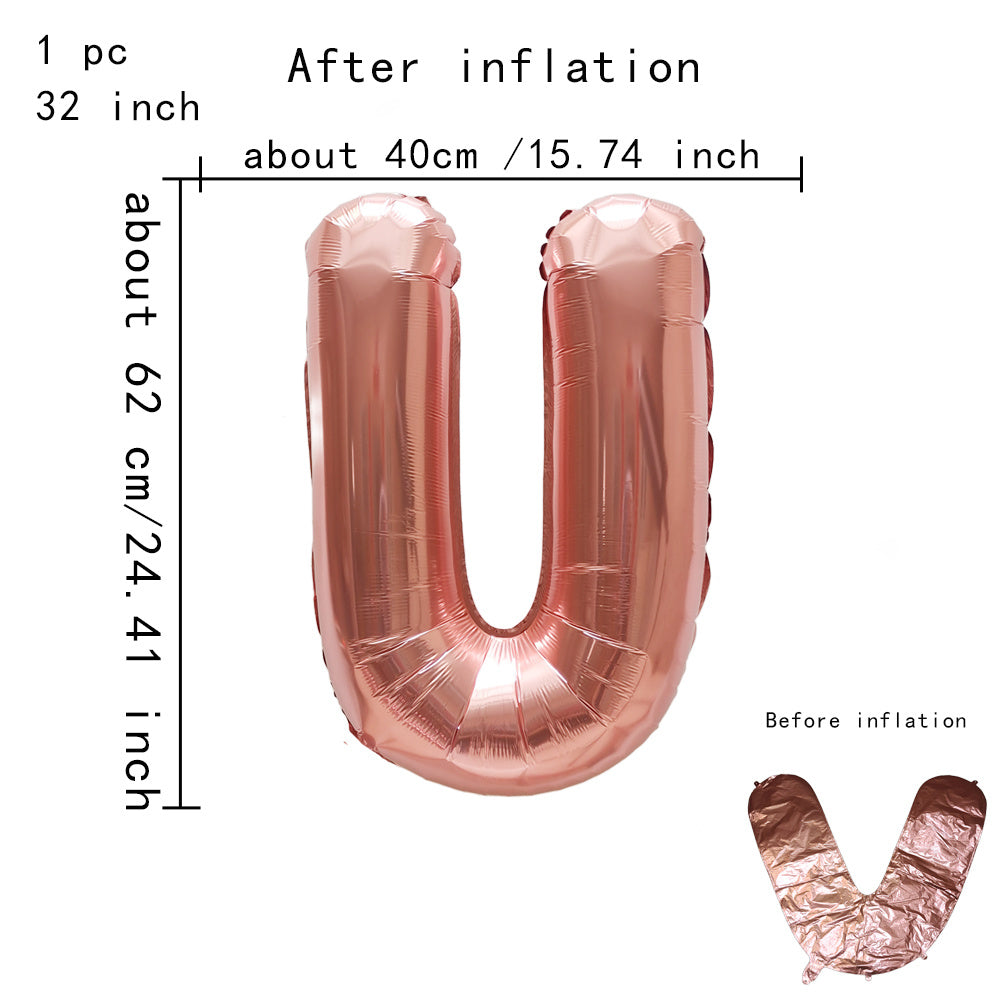 32inch Rose Gold Capital Letters Aluminum Foil Balloons for Birthday Party New Year's Eve Party Wedding Decoration