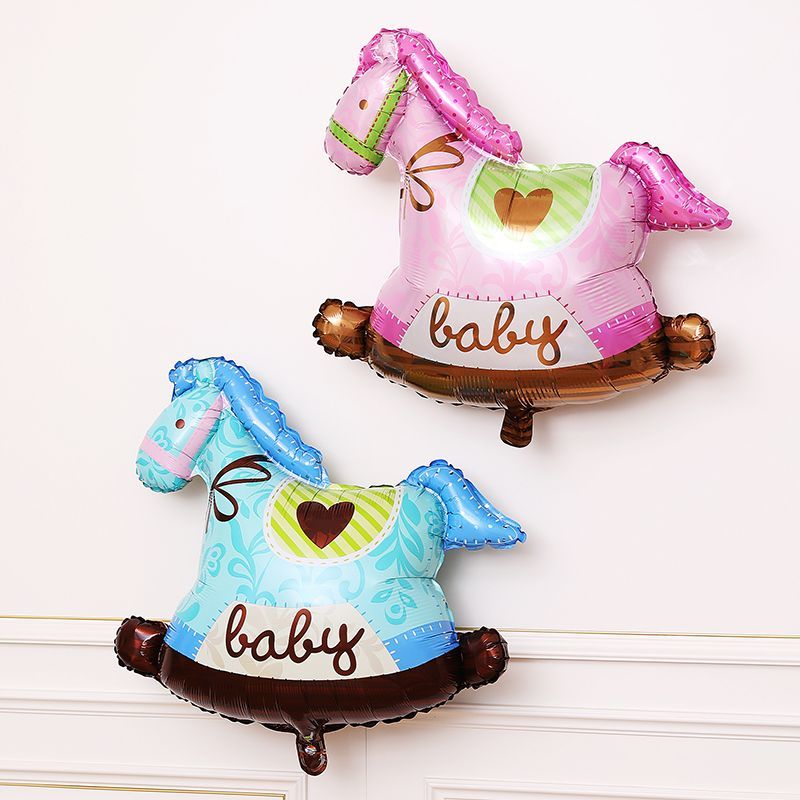 Boys and Girls Foot Bottle Rocking Horse Cake Birthday Foil Balloons Min.50PCS