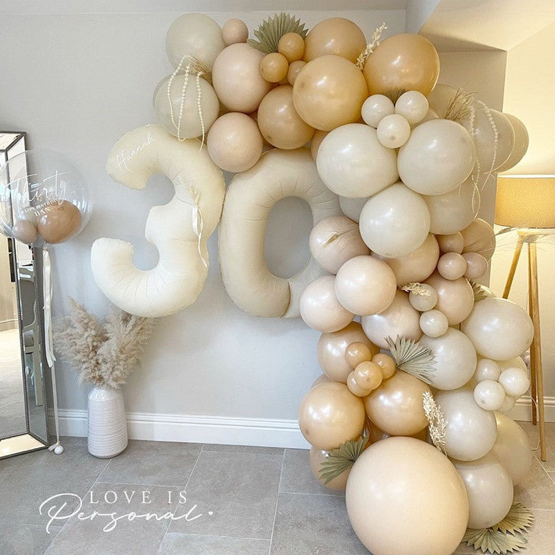 Billion Balloons 18/40Inch Number Balloons 0-9 Large Digital Heart Foil Beige Balloon