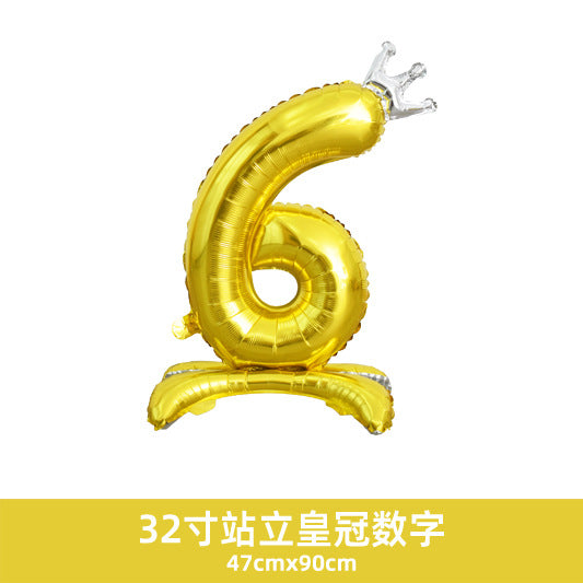 32inch Crown Number Balloon Pink Blue Gold Silver Black Min.50PCS