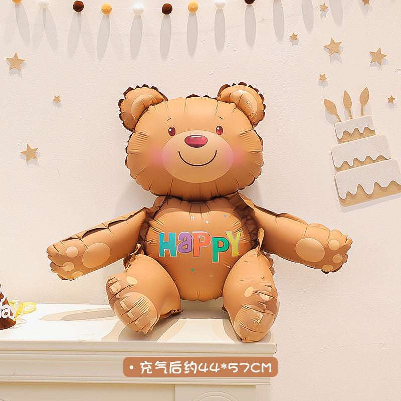 Billion Balloons INS Style Matte Bear Cake Aluminum Film Balloons