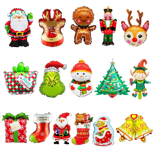 Christmas Party Decor Snowman Reindeer Cane Mini Foil Balloons Min.100PCS