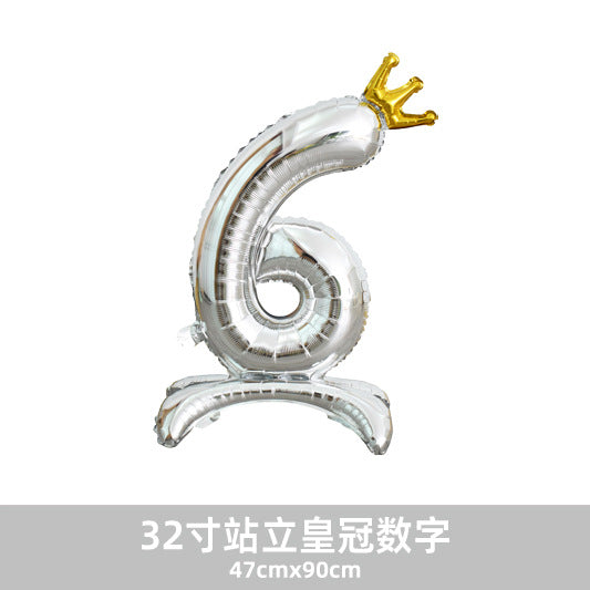 32inch Crown Number Balloon Pink Blue Gold Silver Black Min.50PCS