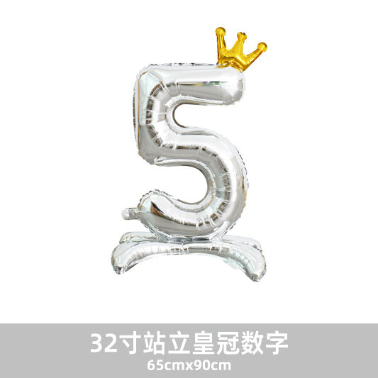 32inch Crown Number Balloon Pink Blue Gold Silver Black Min.50PCS