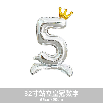 32inch Crown Number Balloon Pink Blue Gold Silver Black Min.50PCS