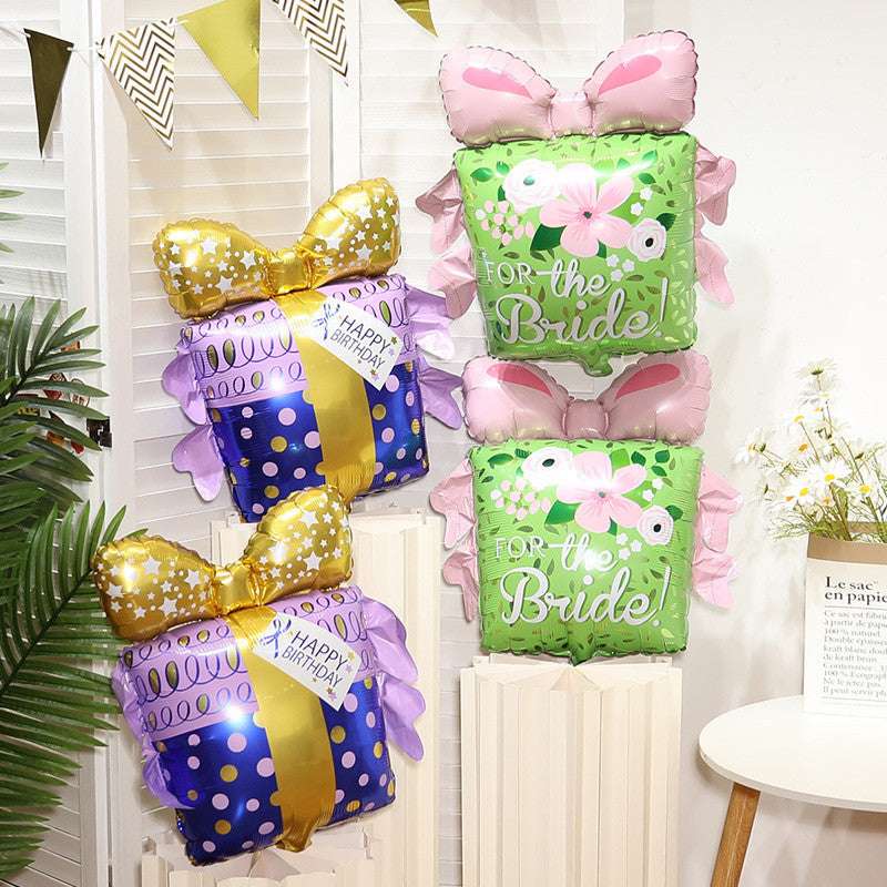 Billion Balloon Bowknot Box Gift Blue Green Aluminum Foil Balloon