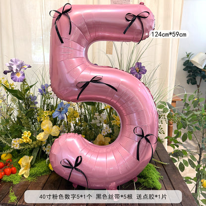 Pink Ribbon Large Number 40inch Foil Balloon Birthday Party Decor Min.50PCS