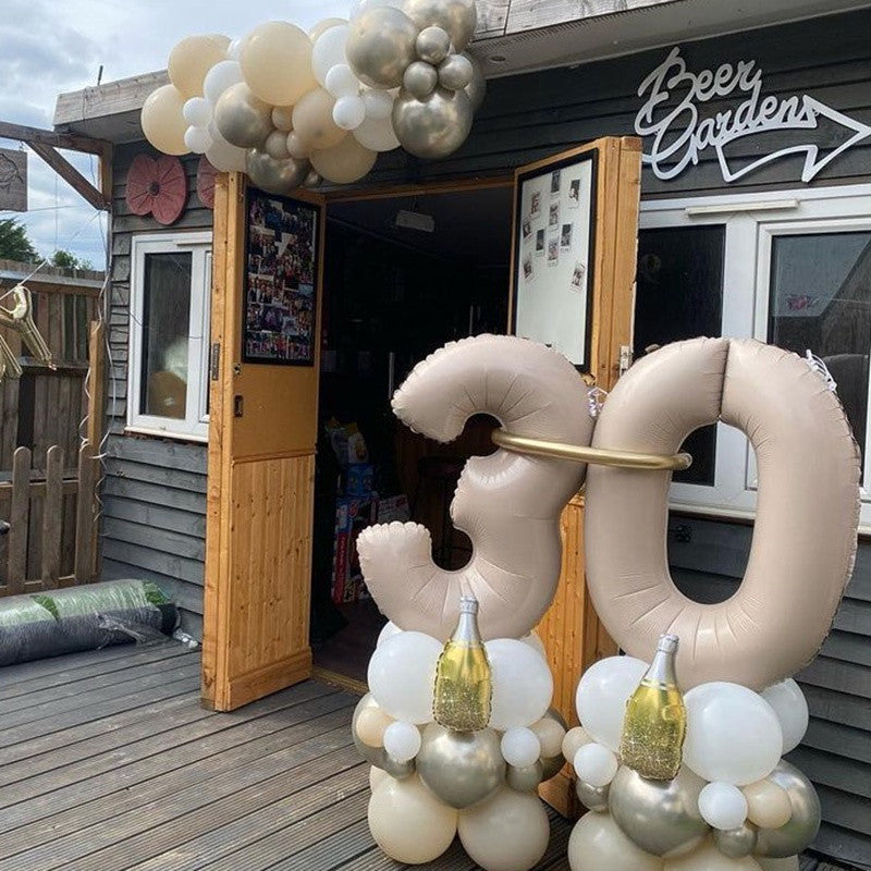 Billion Balloons 18/40Inch Number Balloons 0-9 Large Digital Heart Foil Beige Balloon