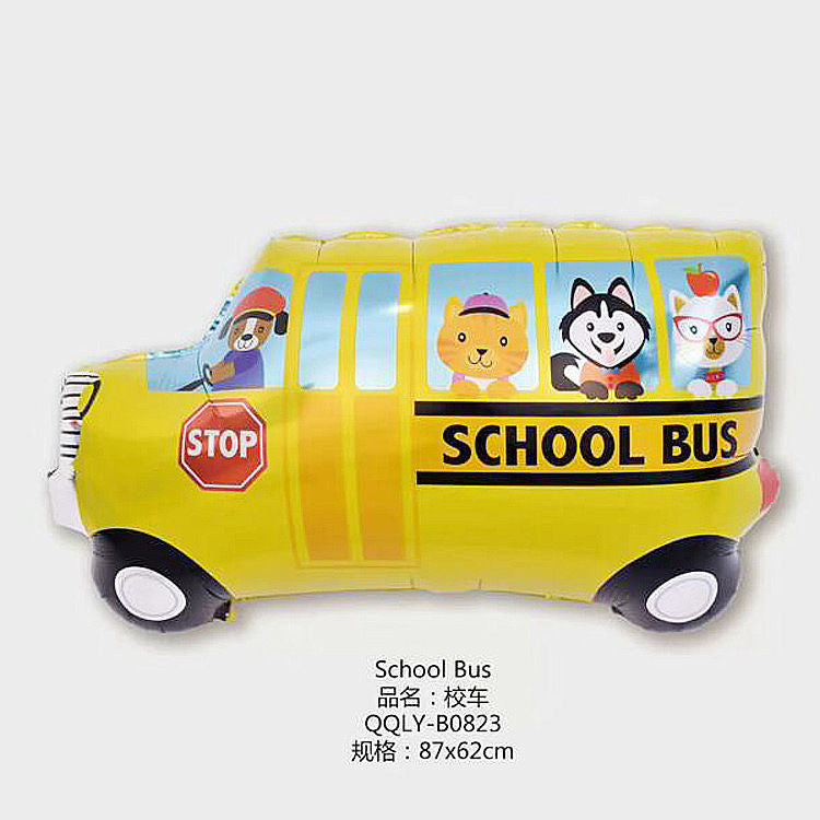 Billion Balloons 4D Car Excavator Fire Truck Ambulance Police Car School Bus Train Vehicle Tank Aluminum Foil Balloon