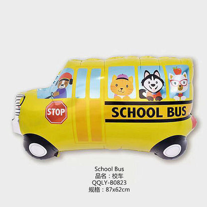 Billion Balloons 4D Car Excavator Fire Truck Ambulance Police Car School Bus Train Vehicle Tank Aluminum Foil Balloon