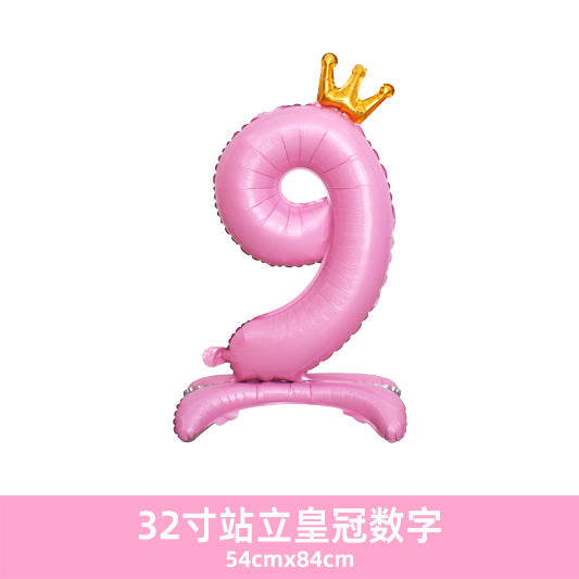 32inch Crown Number Balloon Pink Blue Gold Silver Black Min.50PCS