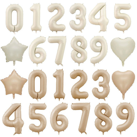 Billion Balloons 18/40Inch Number Balloons 0-9 Large Digital Heart Foil Beige Balloon