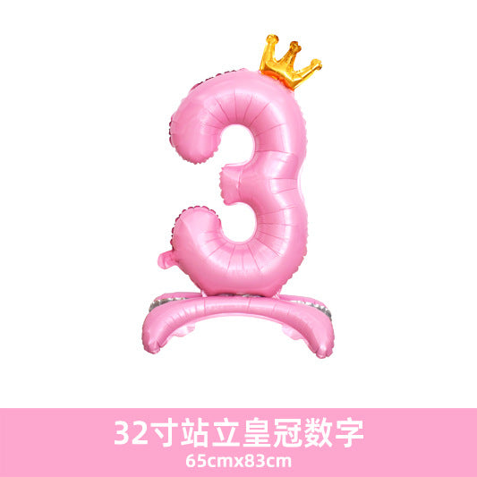 32inch Crown Number Balloon Pink Blue Gold Silver Black Min.50PCS