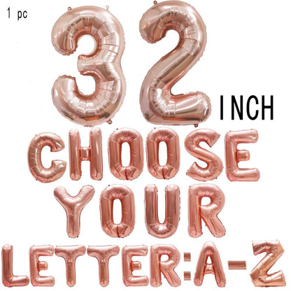 32inch Rose Gold Capital Letters Aluminum Foil Balloons for Birthday Party New Year's Eve Party Wedding Decoration
