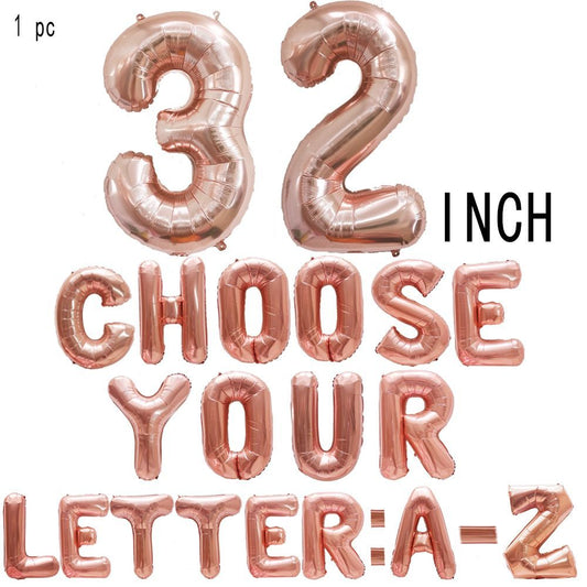 32inch Rose Gold Capital Letters Aluminum Foil Balloons for Birthday Party New Year's Eve Party Wedding Decoration