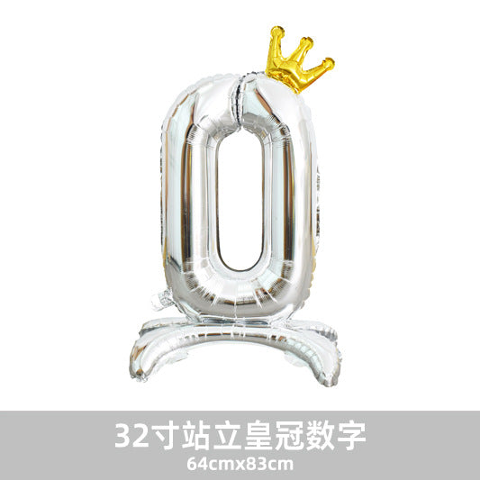 32inch Crown Number Balloon Pink Blue Gold Silver Black Min.50PCS