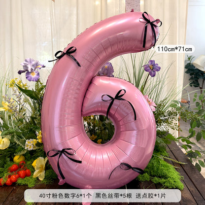Pink Ribbon Large Number 40inch Foil Balloon Birthday Party Decor Min.50PCS