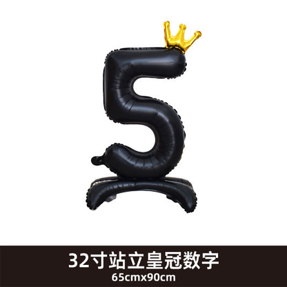 32inch Crown Number Balloon Pink Blue Gold Silver Black Min.50PCS