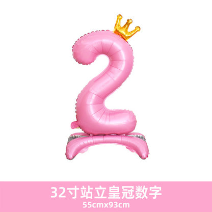 32inch Crown Number Balloon Pink Blue Gold Silver Black Min.50PCS