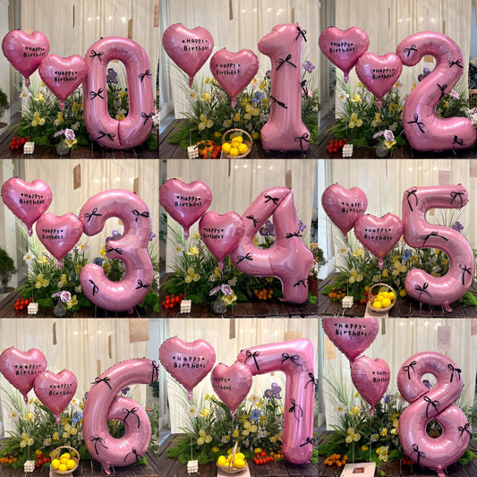 Pink Ribbon Large Number 40inch Foil Balloon Birthday Party Decor Min.50PCS