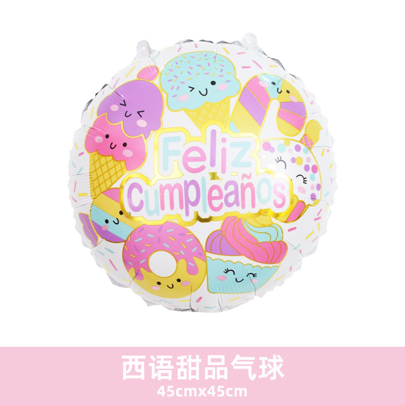 Donut Popcorn Hot Dog Ice Cream Birthday Food Dessert Balloon